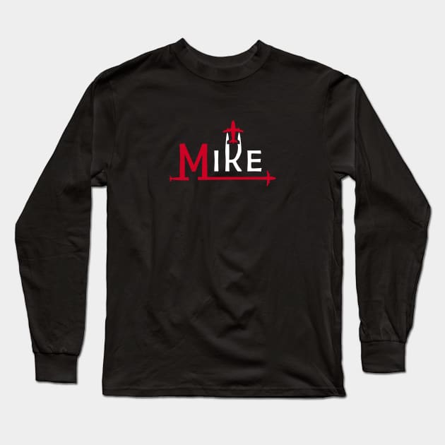 MIKE Aviation Phonetic Alphabet Pilot Airplane Long Sleeve T-Shirt by For HerHim